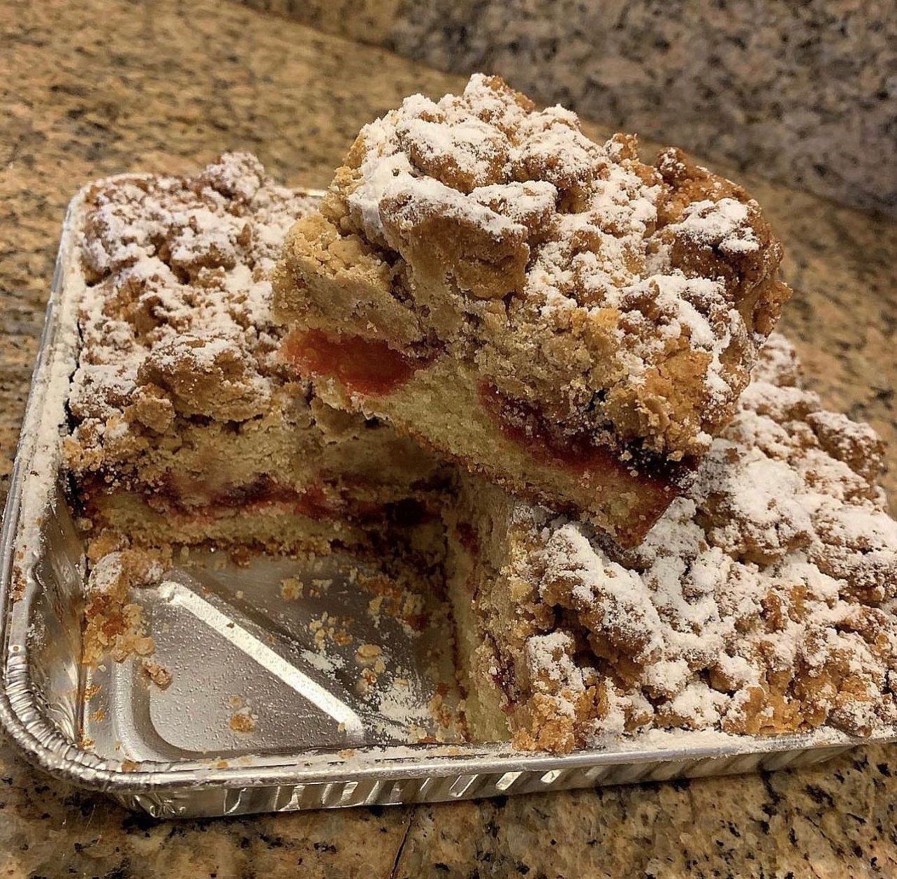 Raspberry crumb cake tiramisu parfait