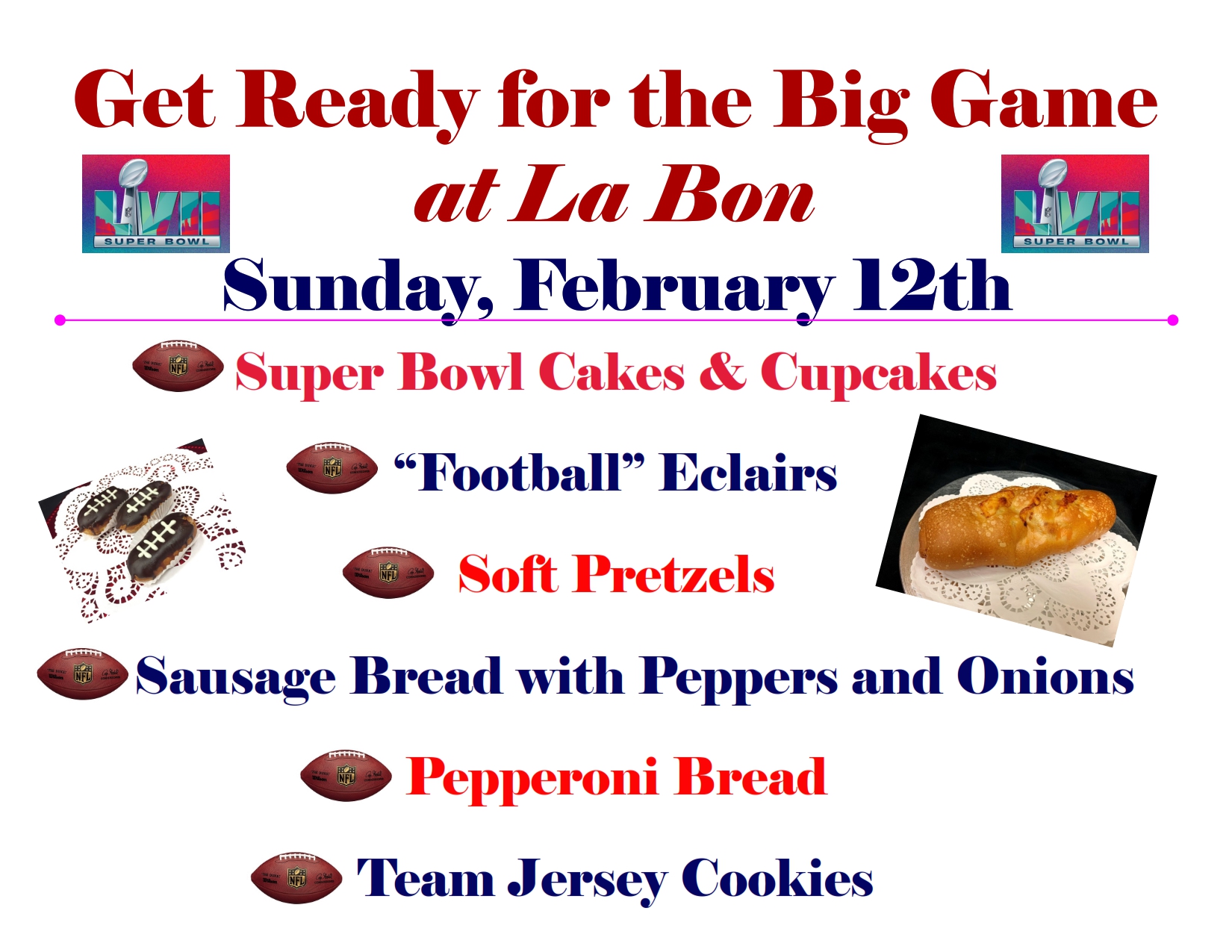 Superbowl Menu 2023 BAKING GOODNESS